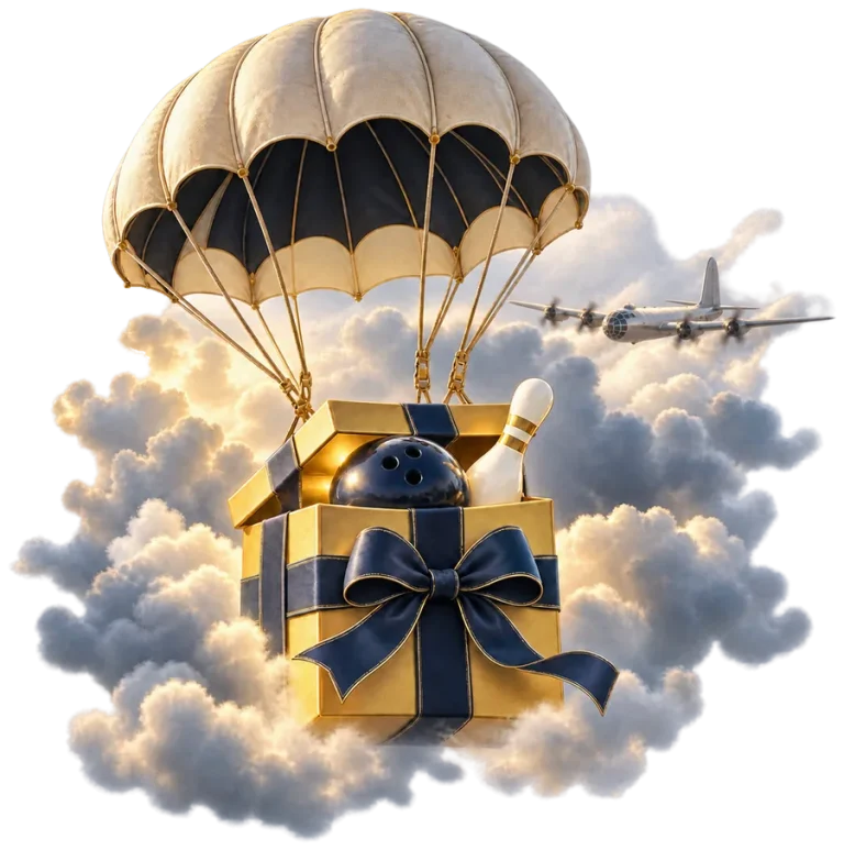Coffret cadeau B29 parachuté dans les nuages avec une boule et une quille de bowling, idée cadeau loisirs à Saint-Jory près de Toulouse